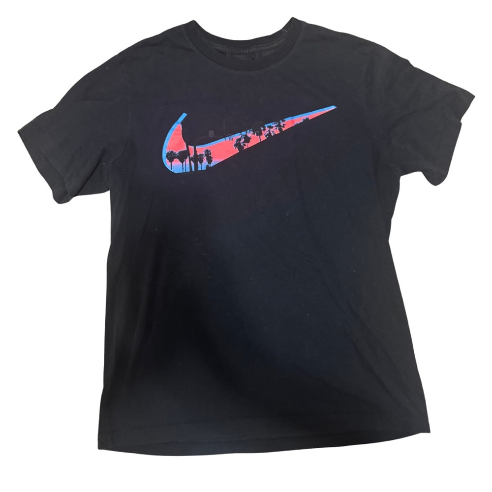 Nike Black Tee with Blue and Pink Swoosh